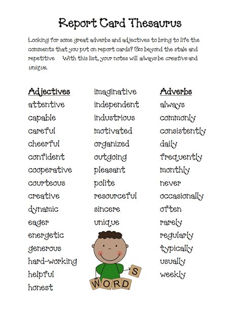 one word remarks for students report card